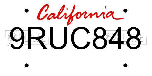9RUC848 California License Plate