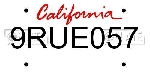9RUE057 California License Plate