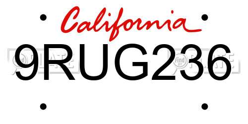 9RUG236 California License Plate