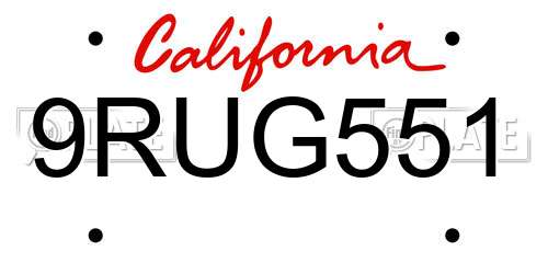 9RUG551 California License Plate