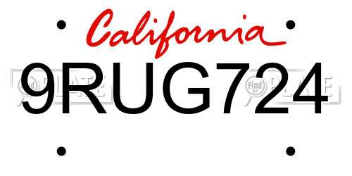9RUG724 California License Plate