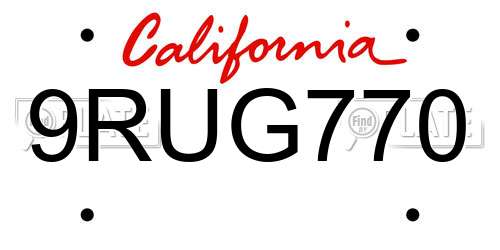 9RUG770 California License Plate