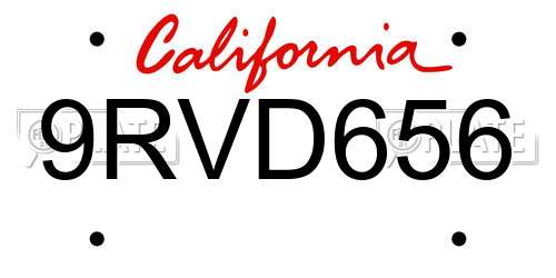 9RVD656 California License Plate