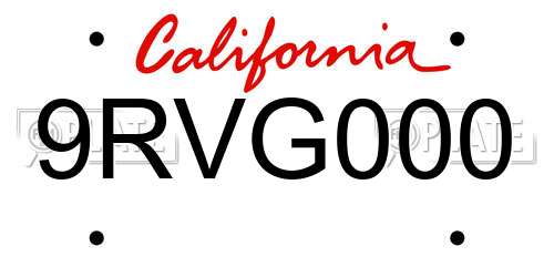 9RVG000 California License Plate