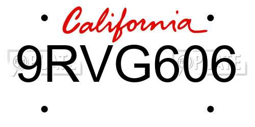 9RVG606 California License Plate