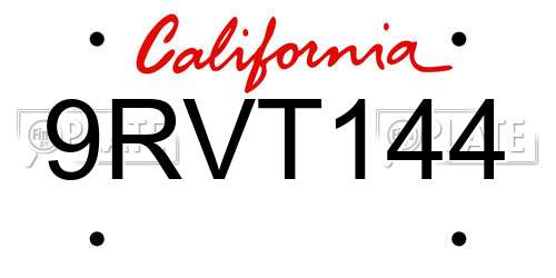 9RVT144 California License Plate