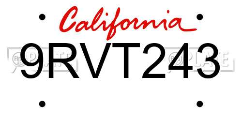 9RVT243 California License Plate