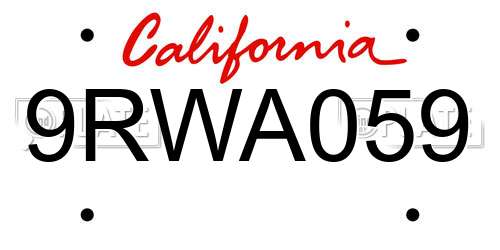 9RWA059 California License Plate