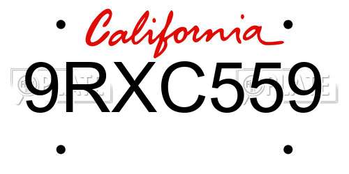 9RXC559 California License Plate