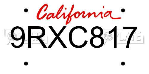 9RXC817 California License Plate