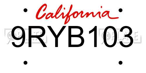 9RYB103 California License Plate