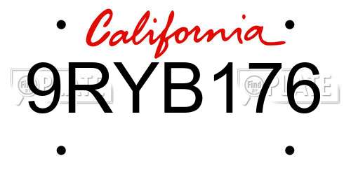 9RYB176 California License Plate