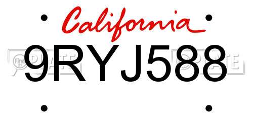 9RYJ588 California License Plate