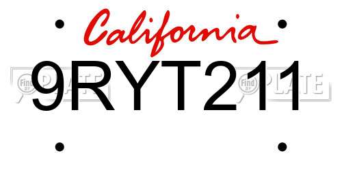 9RYT211 California License Plate