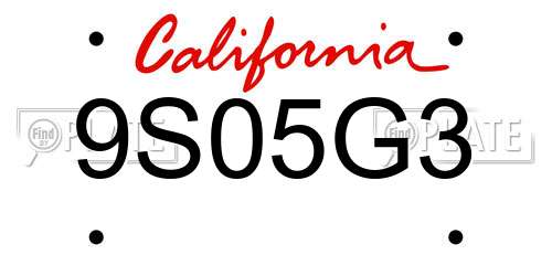 9S05G3 California License Plate