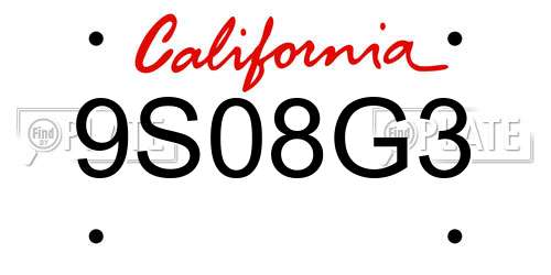 9S08G3 California License Plate