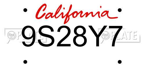 9S28Y7 California License Plate