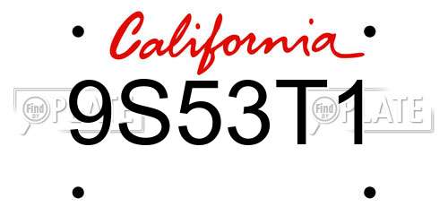 9S53T1 California License Plate