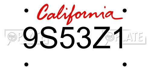 9S53Z1 California License Plate