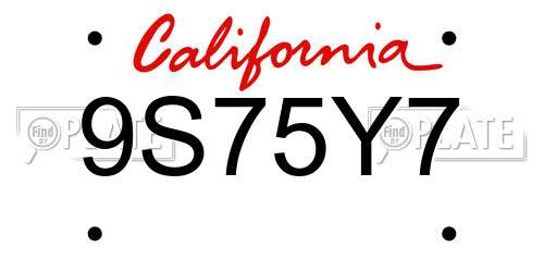 9S75Y7 California License Plate
