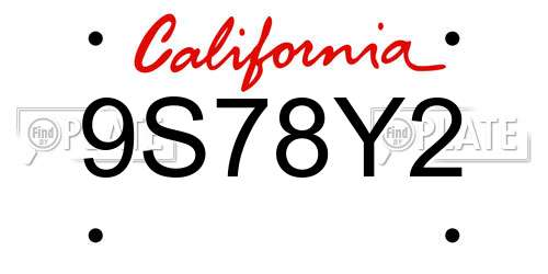 9S78Y2 California License Plate