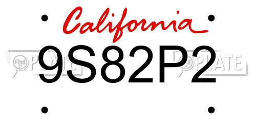 9S82P2 California License Plate