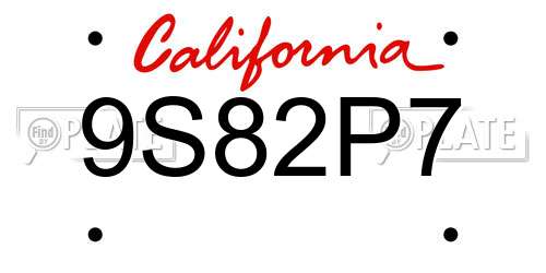 9S82P7 California License Plate