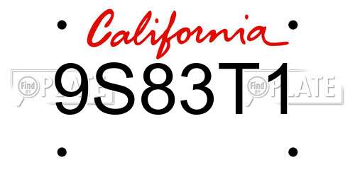 9S83T1 California License Plate