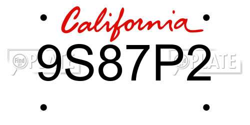 9S87P2 California License Plate
