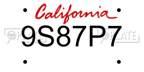 9S87P7 California License Plate