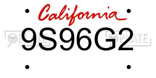 9S96G2 California License Plate