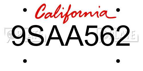 9SAA562 California License Plate