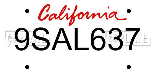 9SAL637 California License Plate