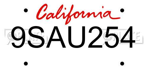9SAU254 California License Plate