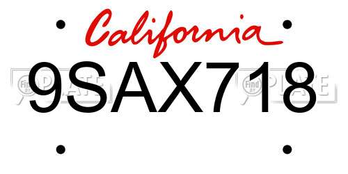 9SAX718 California License Plate