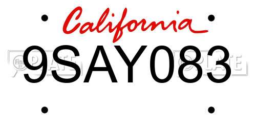 9SAY083 California License Plate