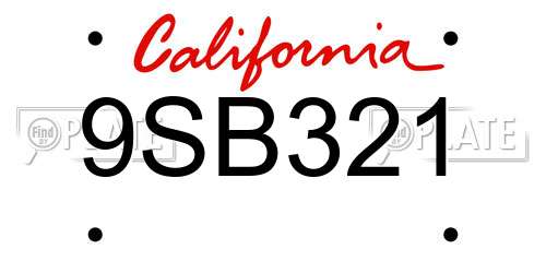 9SB321 California License Plate