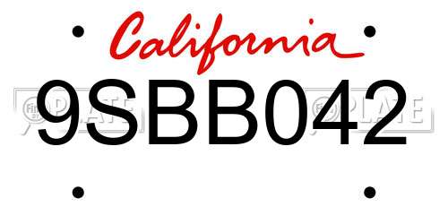 9SBB042 California License Plate