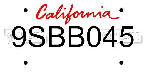 9SBB045 California License Plate