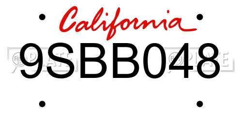 9SBB048 California License Plate