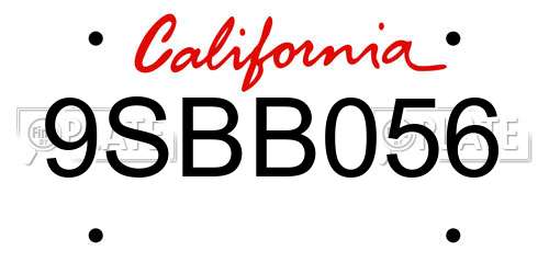 9SBB056 California License Plate