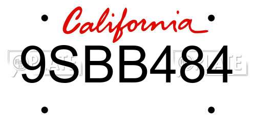 9SBB484 California License Plate