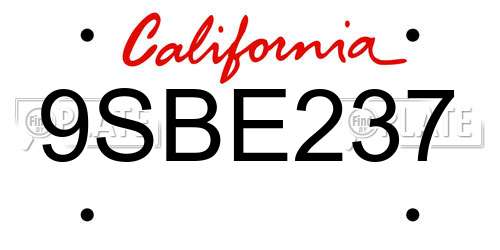 9SBE237 California License Plate