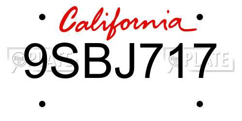9SBJ717 California License Plate