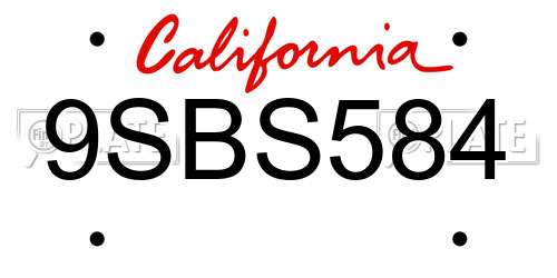 9SBS584 California License Plate