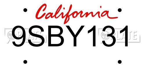9SBY131 California License Plate