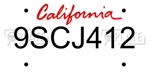 9SCJ412 California License Plate