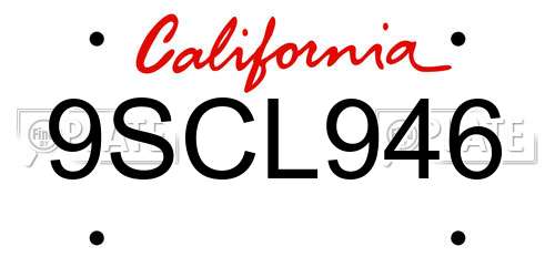 9SCL946 California License Plate