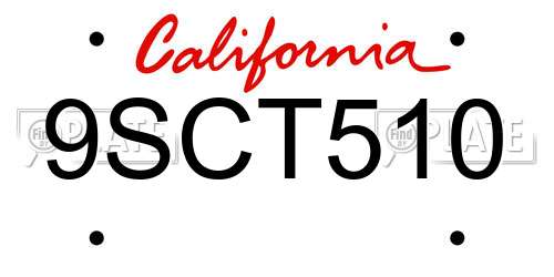 9SCT510 California License Plate