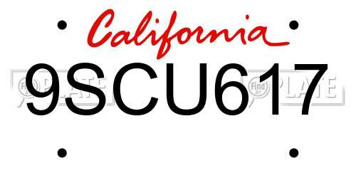 9SCU617 California License Plate